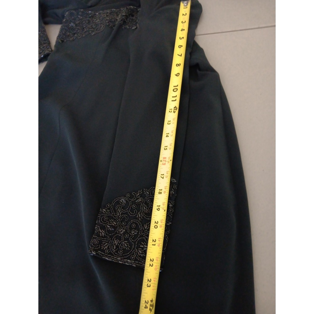 Olga Cassini Jewel‎ Beaded High Neck Dress Black Size Cocktail Party Sheer Midi - Picture 10 of 11
